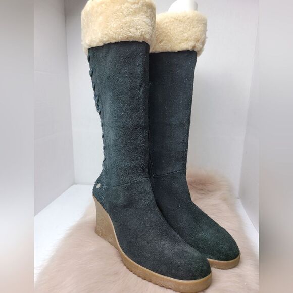 UGG Felicity Sherling Cuff Wedge Boot Womens Size 7 - Picture 1 of 9
